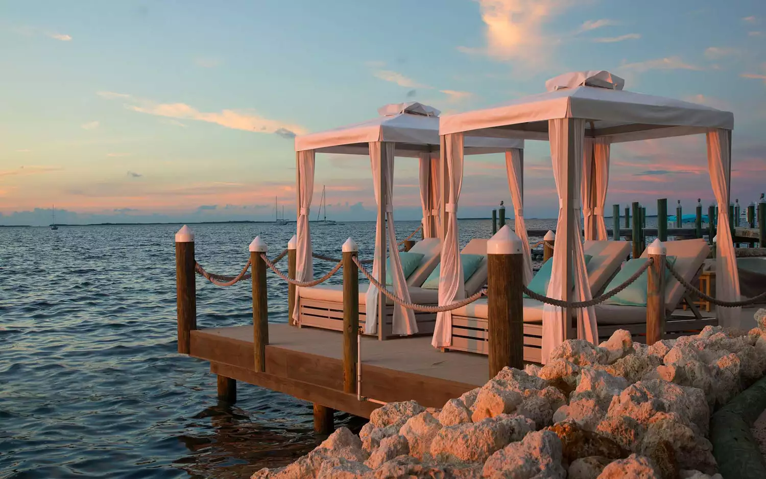 Tropical bungalow accommodations nestled in lush greenery at Key Largo.