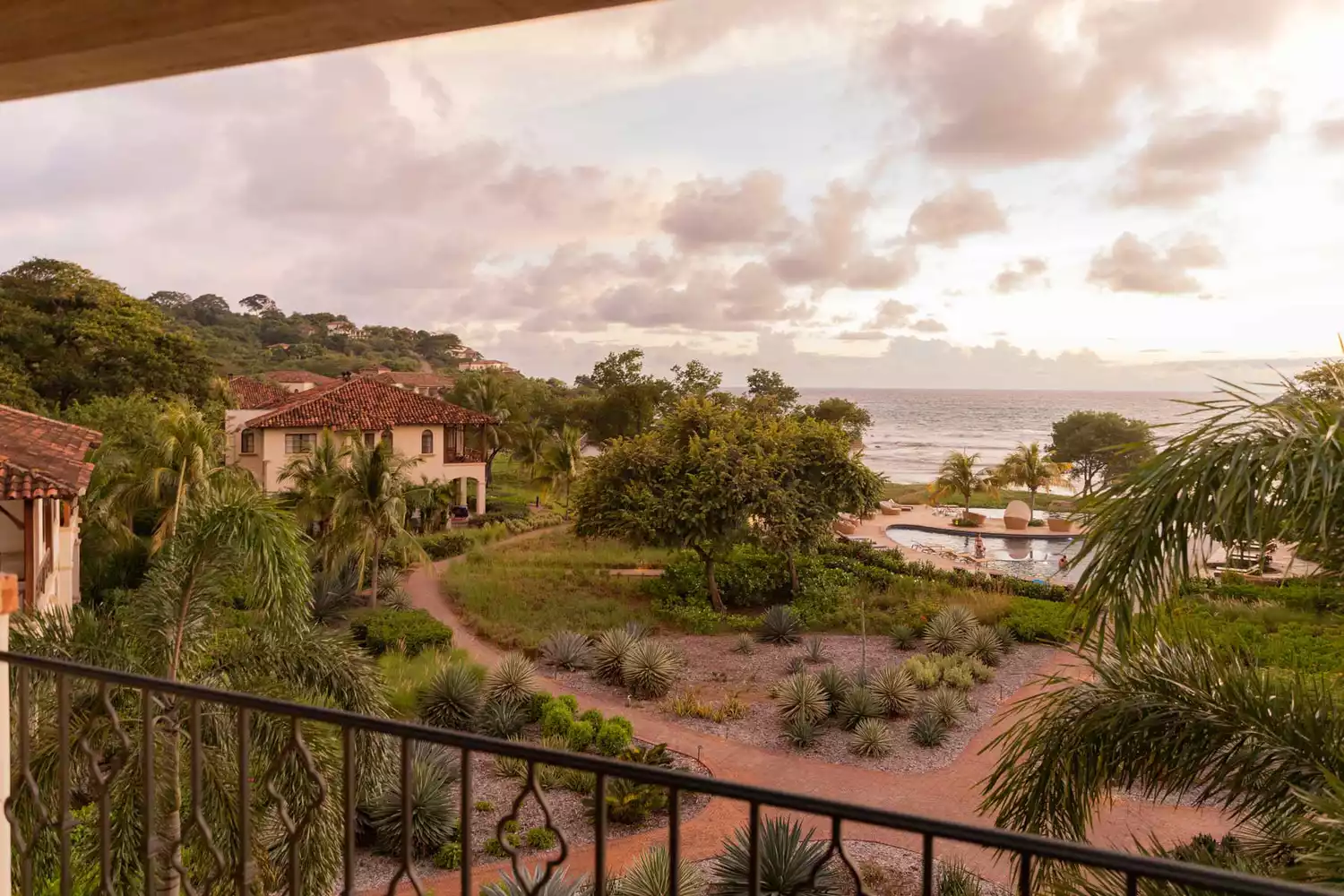 A panoramic view from Rancho Santana looking out over the cliffs and beaches of Rivas, Nicaragua.