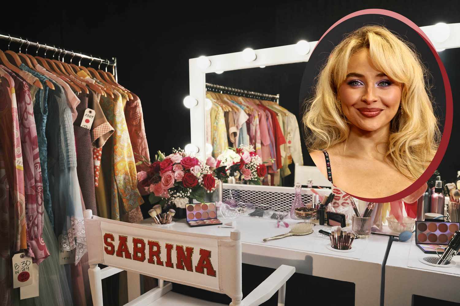 The main living space of the Sabrina Carpenter Airbnb featuring mid-century modern furniture.
