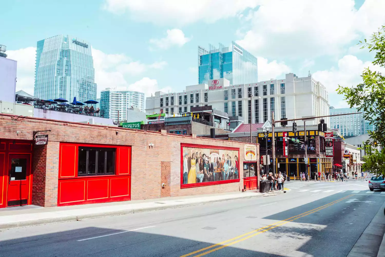 A colourful street mural in Nashville with urban art.