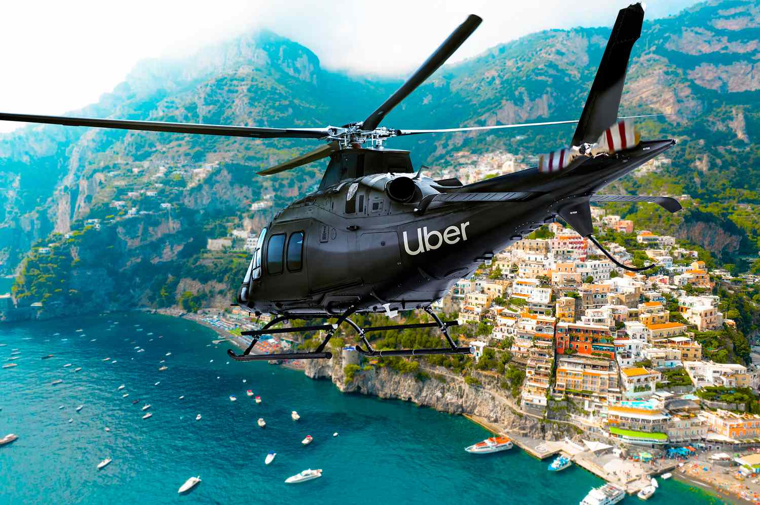 A luxury dual-pilot helicopter prepared for departure.