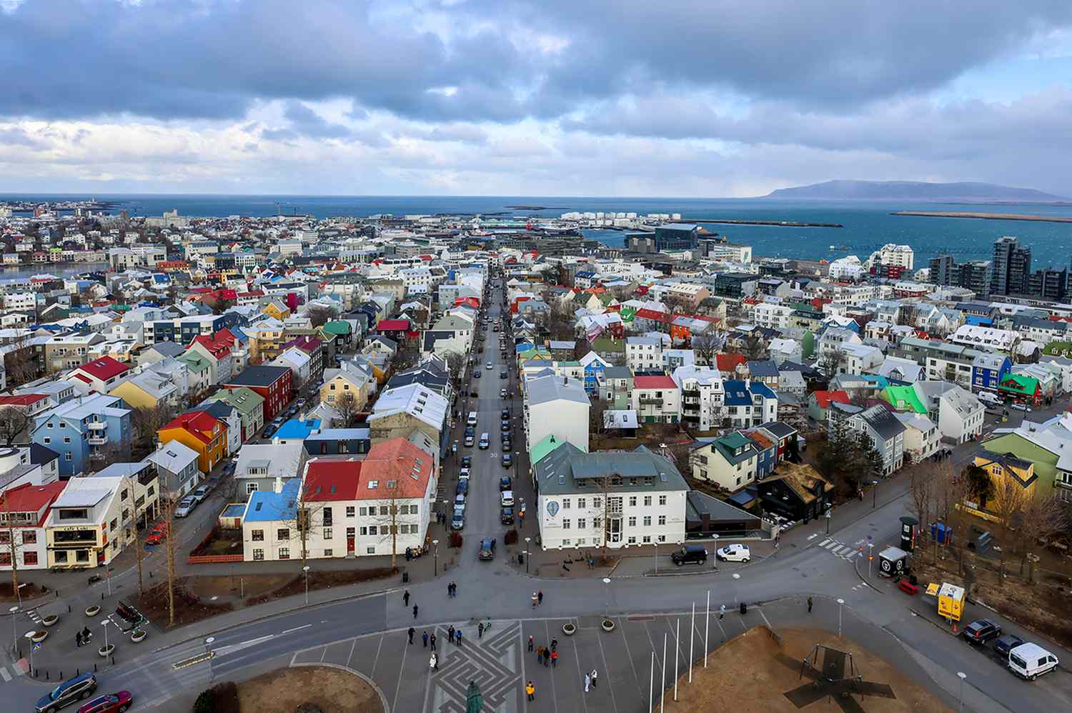 A clean and quiet street in Reykjavik highlighting the city's low crime rate and urban safety.
