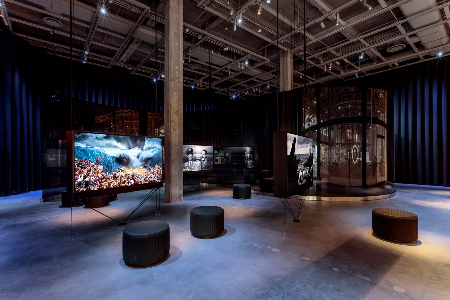 A screening or presentation room inside the Academy Museum of Motion Pictures.