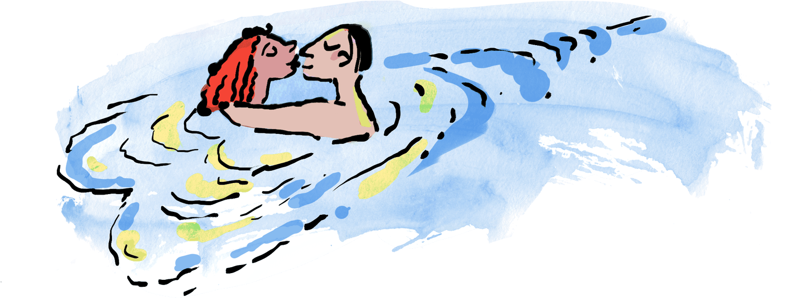 A person swimming in crystal clear blue water at a luxury beach resort.