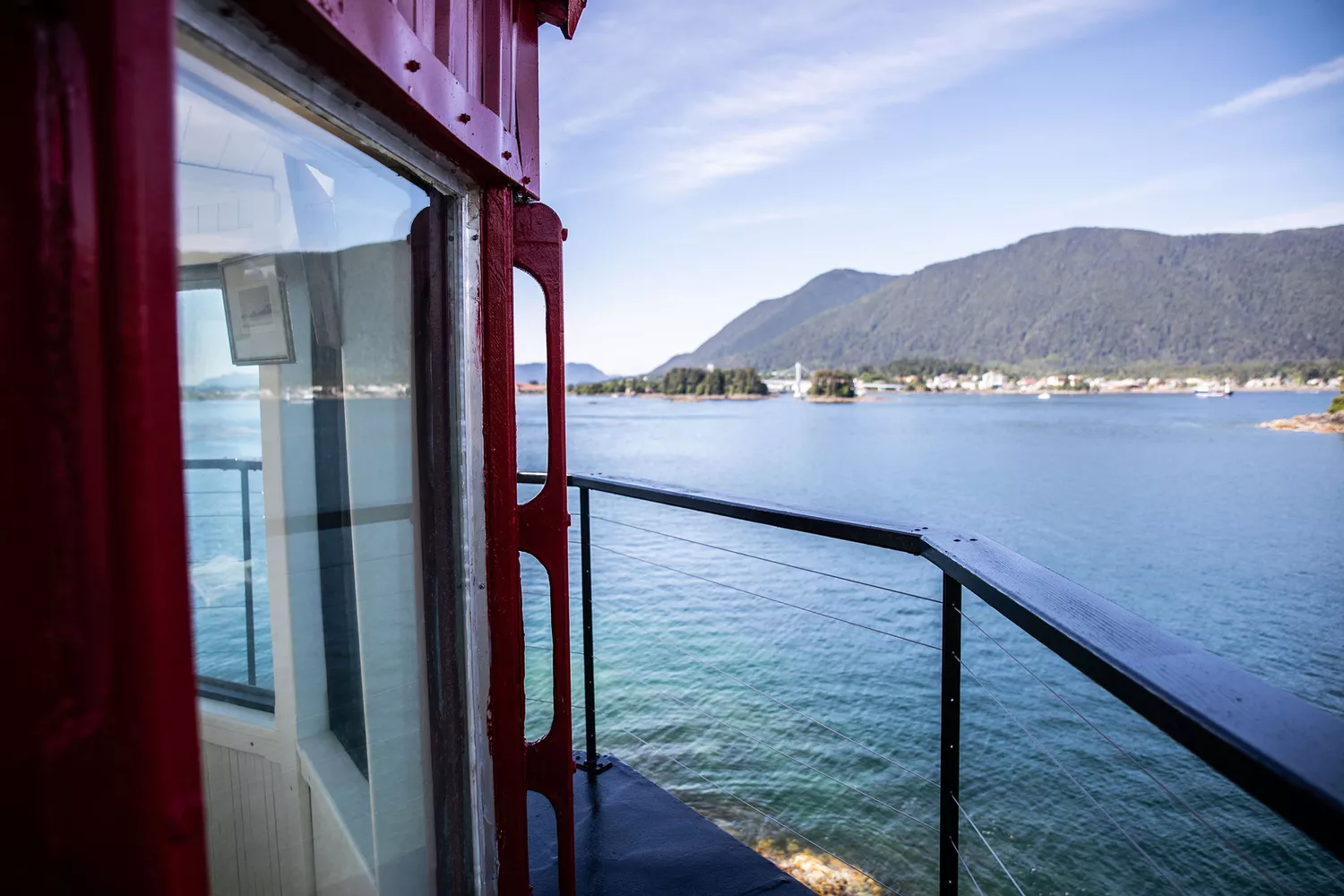 The Sitka Lighthouse Airbnb standing on a private island in Alaska.
