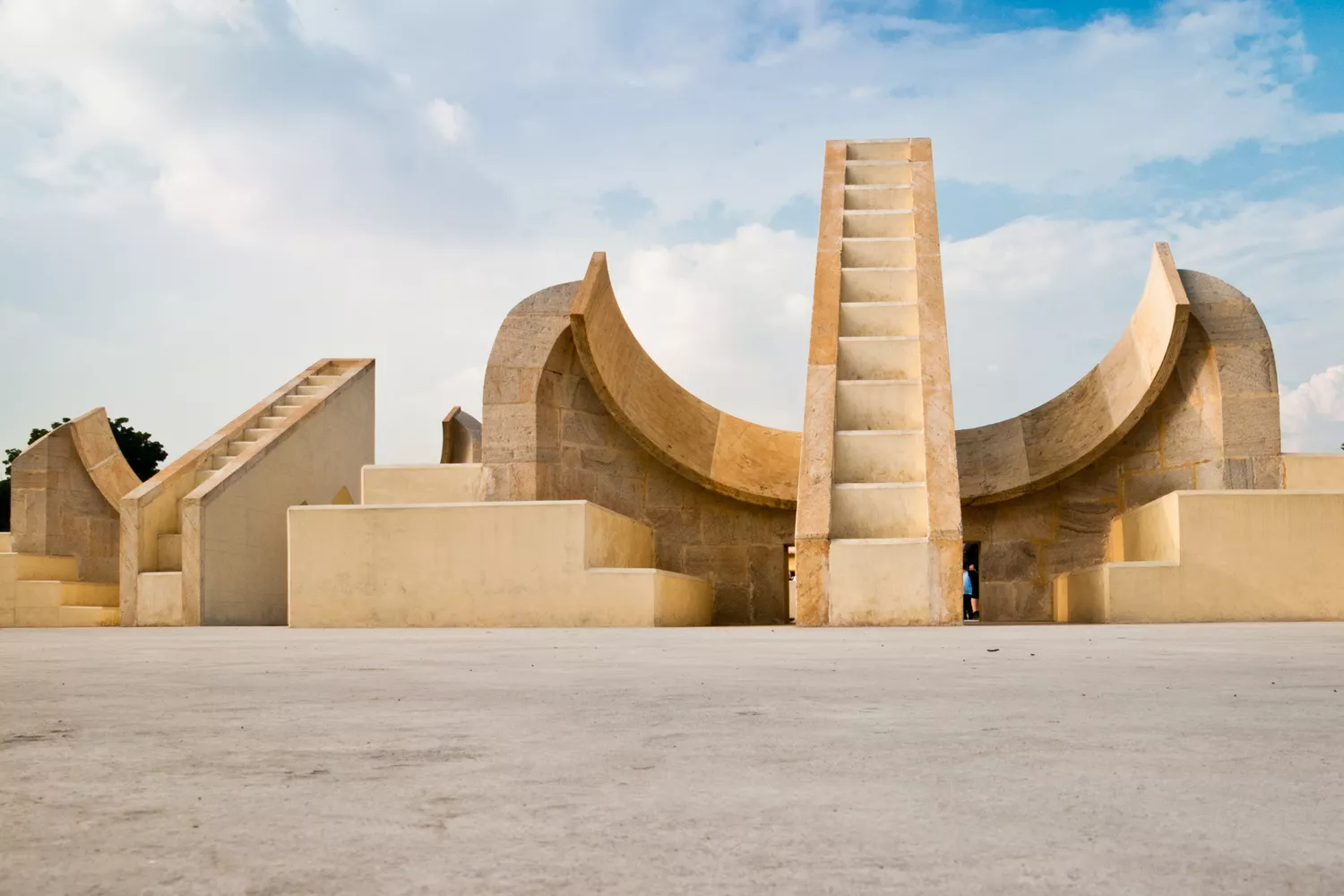 The massive stone astronomical instruments of the Jantar Mantar observatory in Jaipur.