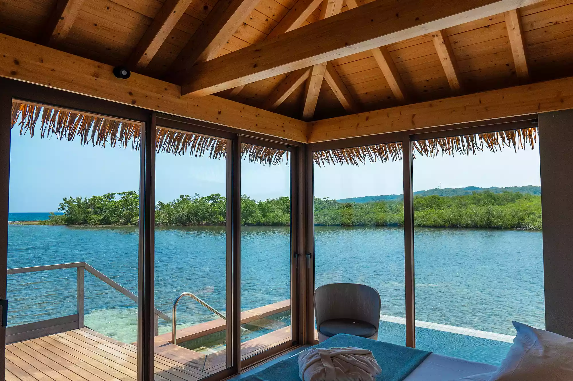 Exterior view of a luxury overwater villa at Princess Senses the Mangrove.